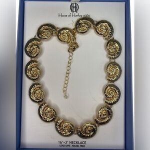House of Harlow 1960 Gold and Black Spiral Necklace